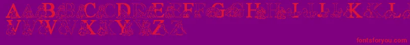 LmsTyBabies-Schriftart – Rote Schriften auf violettem Hintergrund