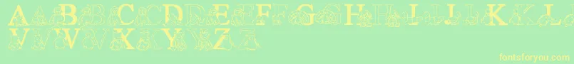LmsTyBabies-fontti – keltaiset fontit vihreällä taustalla