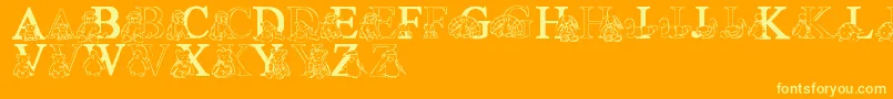 LmsTyBabies-fontti – keltaiset fontit oranssilla taustalla