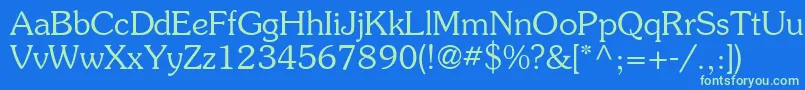 PrestigeRomanMedium Font – Green Fonts on Blue Background