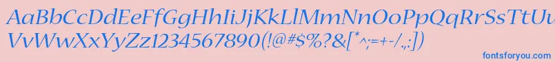 NuevastdExtendeditalic Font – Blue Fonts on Pink Background