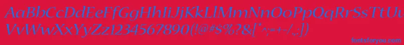 NuevastdExtendeditalic Font – Blue Fonts on Red Background