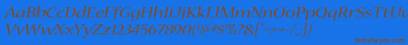 NuevastdExtendeditalic Font – Brown Fonts on Blue Background