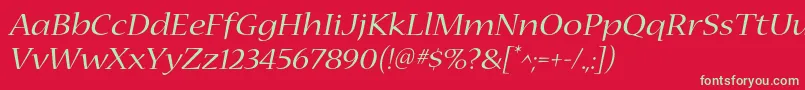 NuevastdExtendeditalic Font – Green Fonts on Red Background