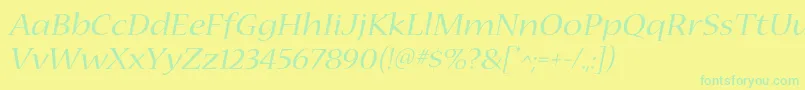 NuevastdExtendeditalic Font – Green Fonts on Yellow Background