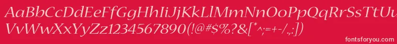 NuevastdExtendeditalic Font – Pink Fonts on Red Background