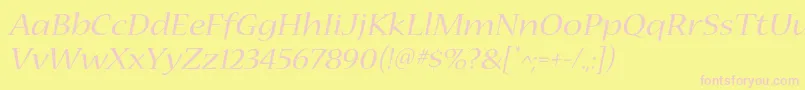 NuevastdExtendeditalic Font – Pink Fonts on Yellow Background