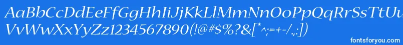 NuevastdExtendeditalic Font – White Fonts on Blue Background