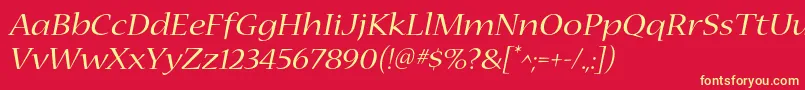 NuevastdExtendeditalic Font – Yellow Fonts on Red Background