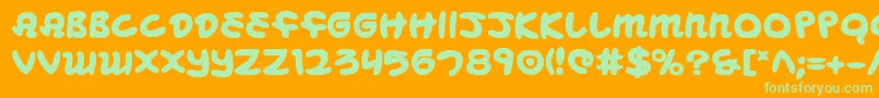 MagicBeansBold-Schriftart – Grüne Schriften auf orangefarbenem Hintergrund