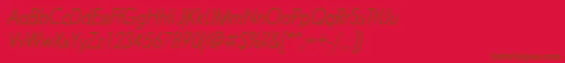 FuturaNarrowItalic Font – Brown Fonts on Red Background