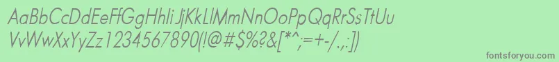FuturaNarrowItalic Font – Gray Fonts on Green Background