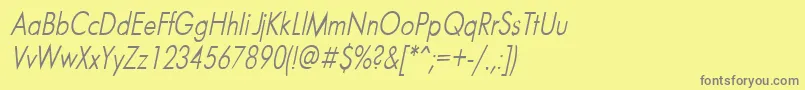 FuturaNarrowItalic Font – Gray Fonts on Yellow Background
