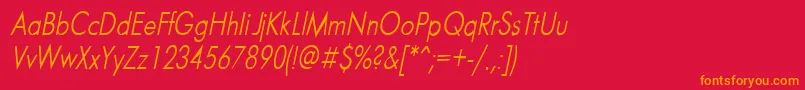 FuturaNarrowItalic Font – Orange Fonts on Red Background
