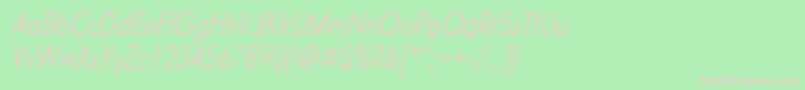 FuturaNarrowItalic-Schriftart – Rosa Schriften auf grünem Hintergrund