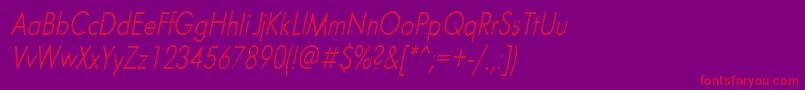 FuturaNarrowItalic Font – Red Fonts on Purple Background