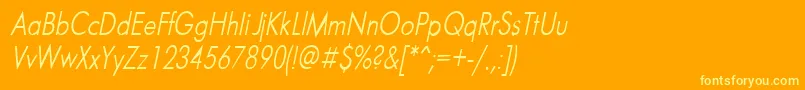 FuturaNarrowItalic Font – Yellow Fonts on Orange Background