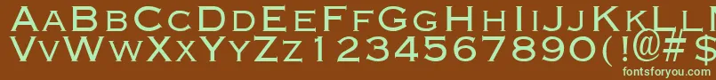 フォントCuproDisplayCapsSsi – 緑色の文字が茶色の背景にあります。