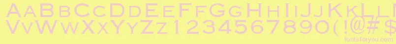 CuproDisplayCapsSsi-fontti – vaaleanpunaiset fontit keltaisella taustalla