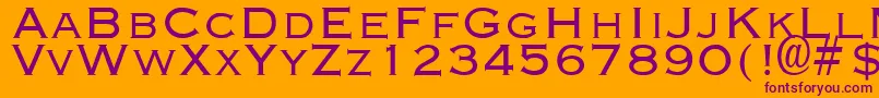 CuproDisplayCapsSsi-fontti – violetit fontit oranssilla taustalla