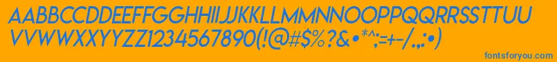 Lemonmilklightitalic-Schriftart – Blaue Schriften auf orangefarbenem Hintergrund