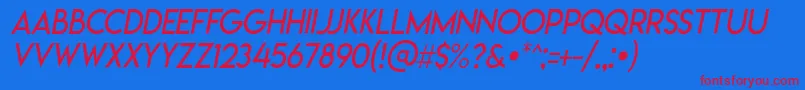 Lemonmilklightitalic Font – Red Fonts on Blue Background