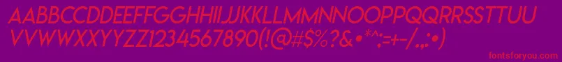 Lemonmilklightitalic-Schriftart – Rote Schriften auf violettem Hintergrund