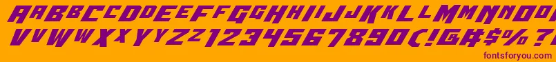 Wbv4e-Schriftart – Violette Schriften auf orangefarbenem Hintergrund