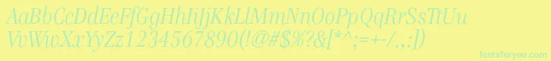 GenreItalic Font – Green Fonts on Yellow Background