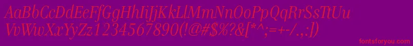 GenreItalic Font – Red Fonts on Purple Background