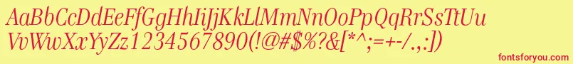 GenreItalic Font – Red Fonts on Yellow Background
