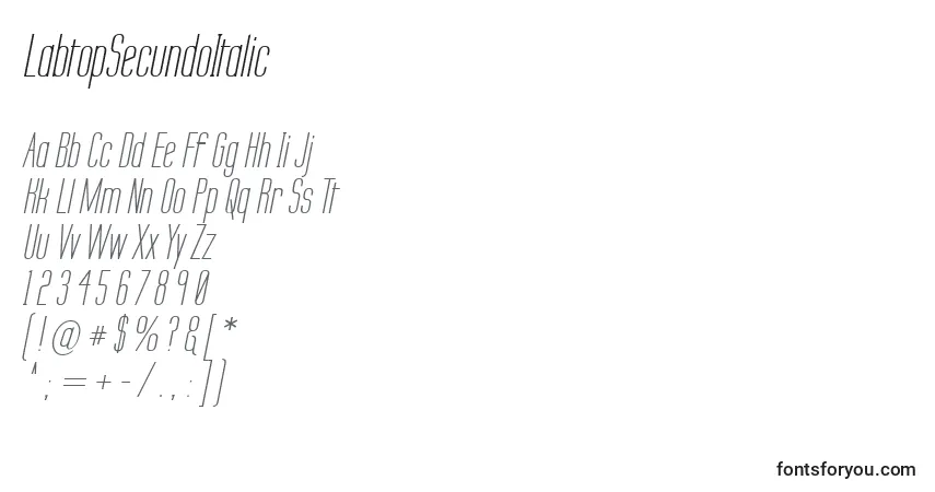 Шрифт LabtopSecundoItalic – алфавит, цифры, специальные символы