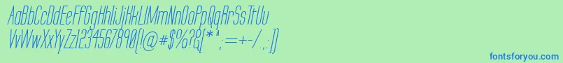 フォントLabtopSecundoItalic – 青い文字は緑の背景です。
