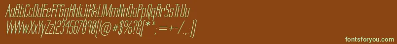 フォントLabtopSecundoItalic – 緑色の文字が茶色の背景にあります。