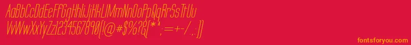 LabtopSecundoItalic-Schriftart – Orangefarbene Schriften auf rotem Hintergrund