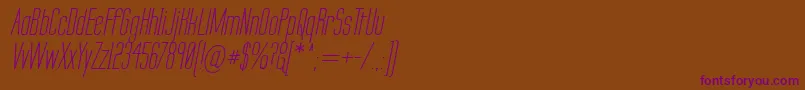 フォントLabtopSecundoItalic – 紫色のフォント、茶色の背景