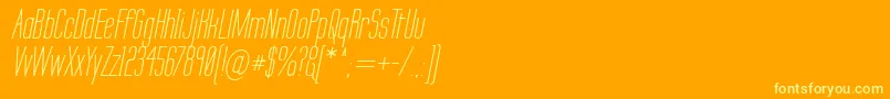 LabtopSecundoItalic-Schriftart – Gelbe Schriften auf orangefarbenem Hintergrund