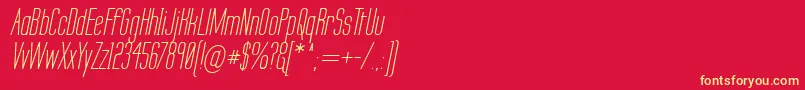 LabtopSecundoItalic-fontti – keltaiset fontit punaisella taustalla