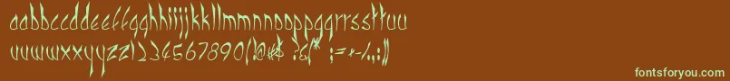 フォントCbenormal – 緑色の文字が茶色の背景にあります。