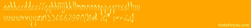 Cbenormal-Schriftart – Gelbe Schriften auf orangefarbenem Hintergrund