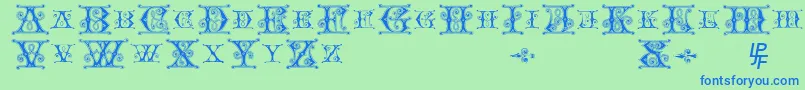 BlavickeCapitalsSemiExpandedRegular Font – Blue Fonts on Green Background