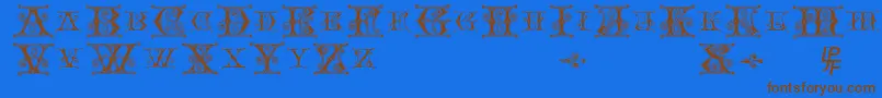 フォントBlavickeCapitalsSemiExpandedRegular – 茶色の文字が青い背景にあります。