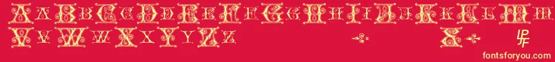 BlavickeCapitalsSemiExpandedRegular-Schriftart – Gelbe Schriften auf rotem Hintergrund