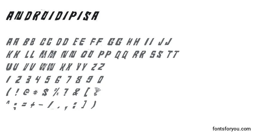 characters of androidipisa font, letter of androidipisa font, alphabet of  androidipisa font