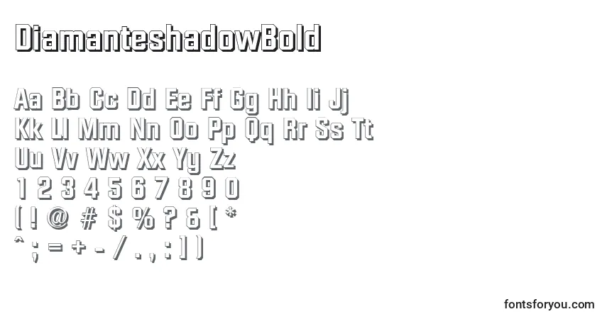 characters of diamanteshadowbold font, letter of diamanteshadowbold font, alphabet of  diamanteshadowbold font