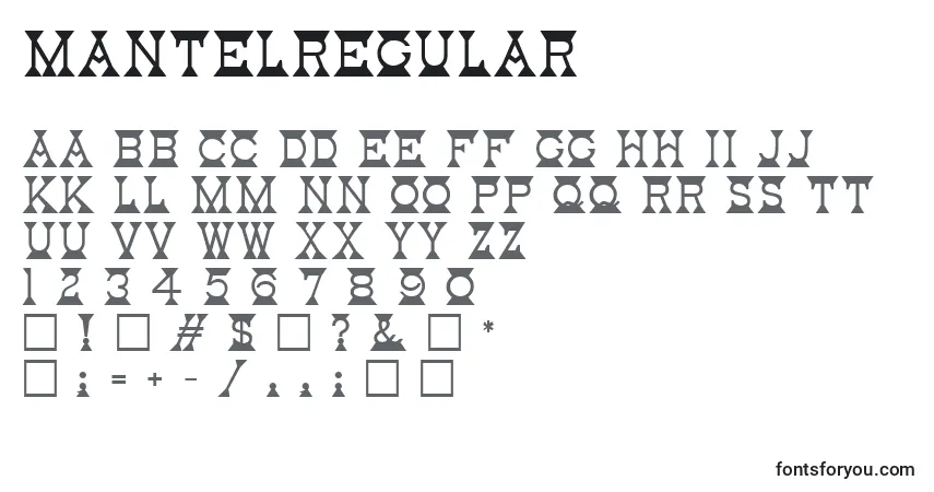 characters of mantelregular font, letter of mantelregular font, alphabet of  mantelregular font