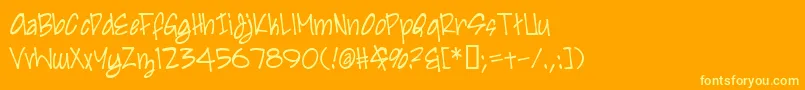 Irezumi-Schriftart – Gelbe Schriften auf orangefarbenem Hintergrund