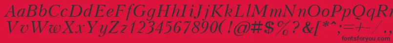 フォントKudrashovcttItalic – 赤い背景に黒い文字