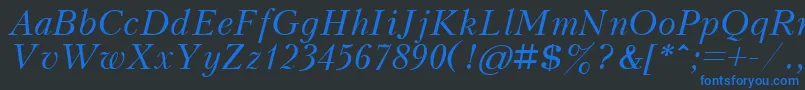 フォントKudrashovcttItalic – 黒い背景に青い文字