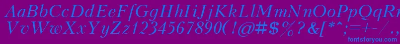 KudrashovcttItalic-fontti – siniset fontit violetilla taustalla